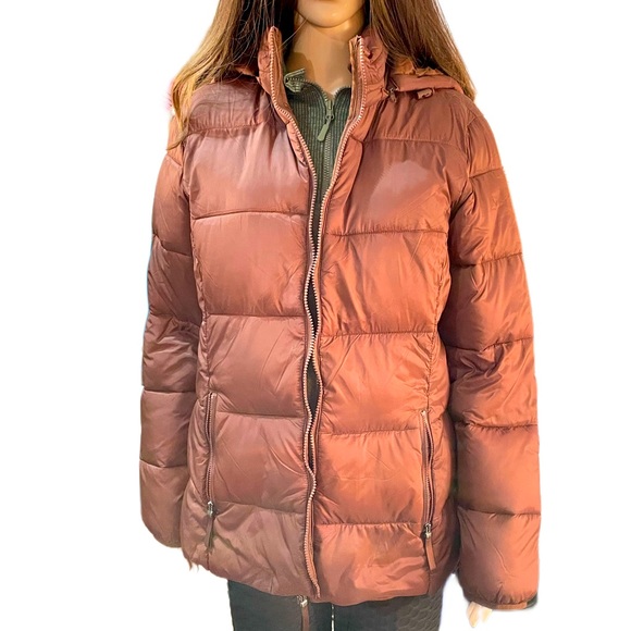 St. John’s Bay Brown Puffer Jacket, Soft and Comfortable - Picture 3 of 12